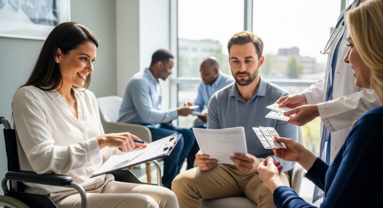Pacientes com doenças crônicas e raras revisando checklist médico